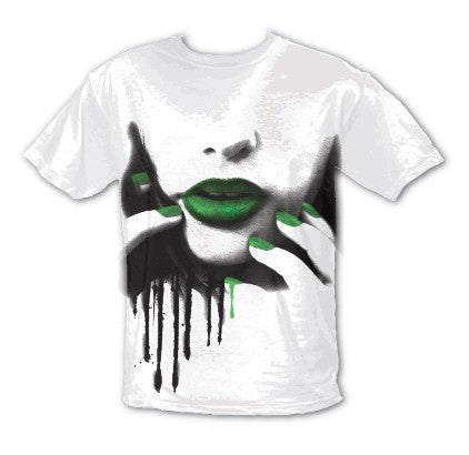 Green Lips White Mens Seedless Tee