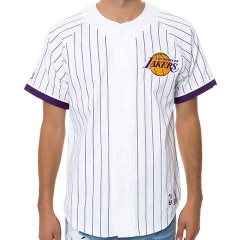 Los Angeles Lakers Button Front NBA Mitchell & Ness Mens Basketball Jersey